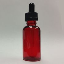 Red Boston Round 1oz Glass Bottle with Child Resistant Dropper